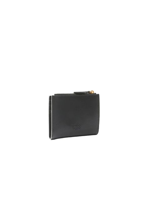 Portafoglio Pinko donna Multi Purpose Wallet 103610 A0F1 Nero pelle cotone zip placchetta texture PINKO | Portafogli | 103610 A0F1Z99Q